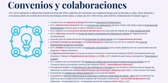 Memoria de actividad de UCF 2024: convenios y colaboraciones