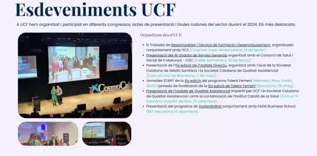 Memòria d'activitats 2024: esdeveniments organitzats per  UCF