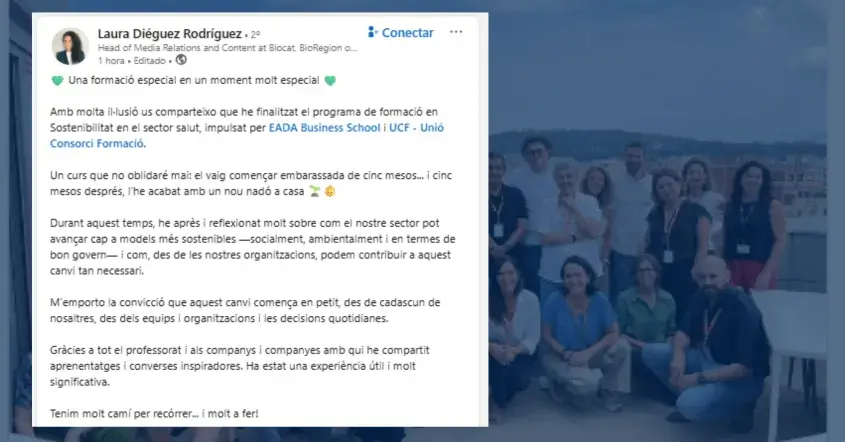 Ressenya del programa de Sostenibilitat d'UCF i EADA a Linkedin