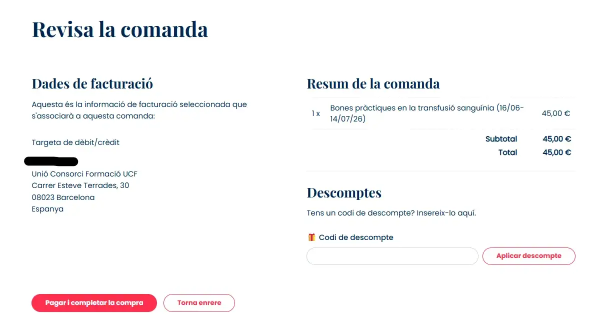 com comprar, confirmar dades abans de pagar