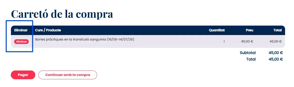 eliminar productes del carretó